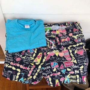 Lilly P Beach Day Outfit Swim Trunks and T-Shirt